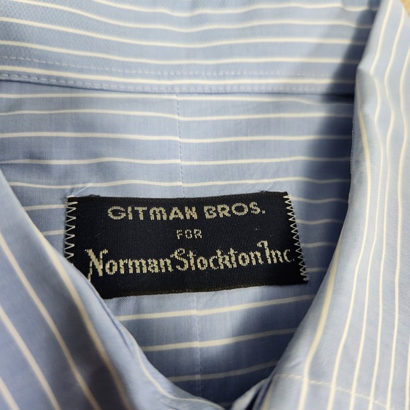 Vintage Gitman Bros Shirt Men 16.5 34 Blue Striped USA Made Lightweight Cotton - Picture 2 of 9